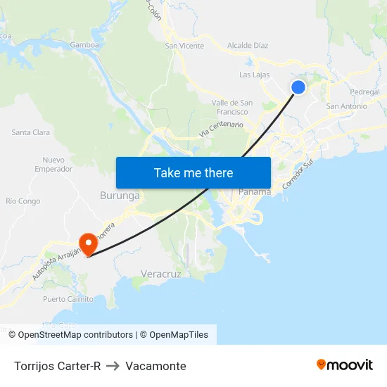 Torrijos Carter-R to Vacamonte map