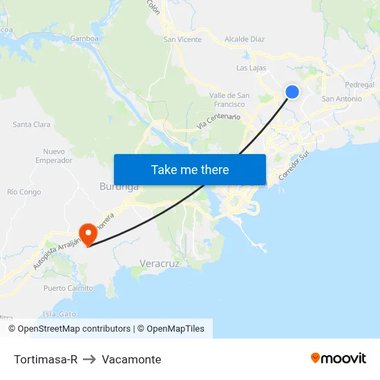 Tortimasa-R to Vacamonte map