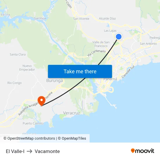 El Valle-I to Vacamonte map