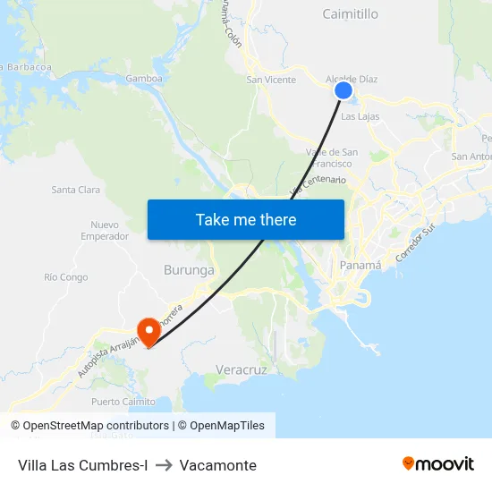 Villa Las Cumbres-I to Vacamonte map