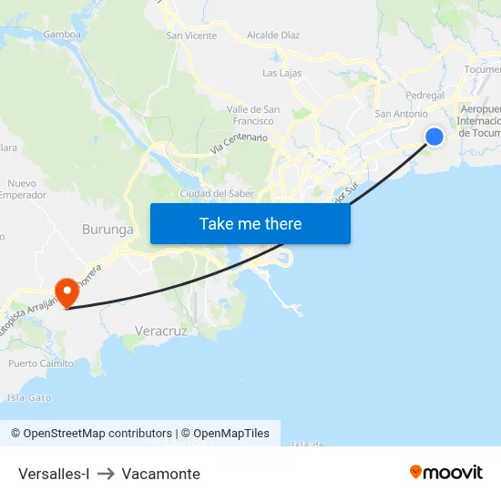 Versalles-I to Vacamonte map