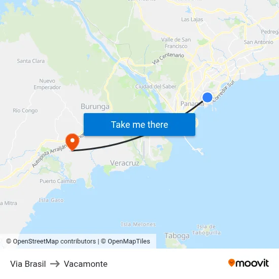 Via Brasil to Vacamonte map