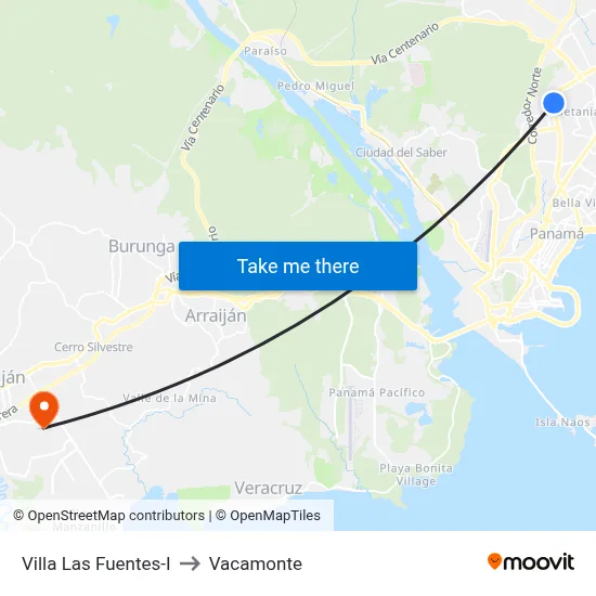 Villa Las Fuentes-I to Vacamonte map