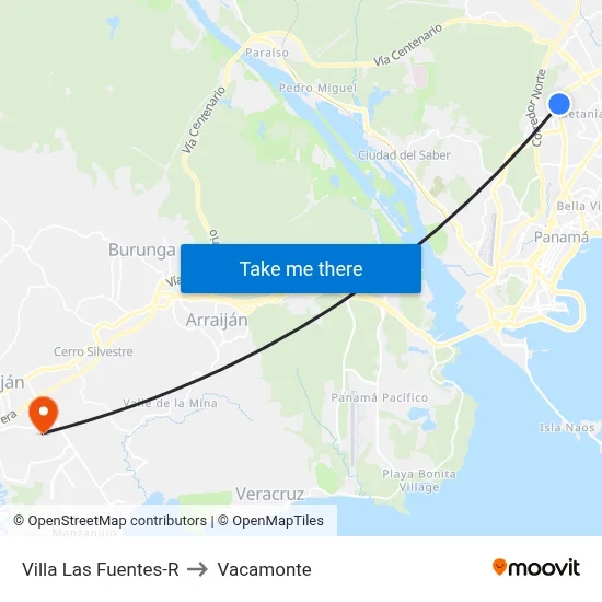 Villa Las Fuentes-R to Vacamonte map