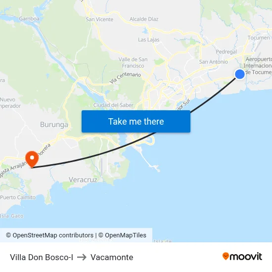 Villa Don Bosco-I to Vacamonte map