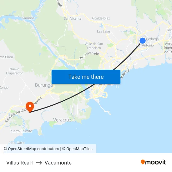 Villas Real-I to Vacamonte map