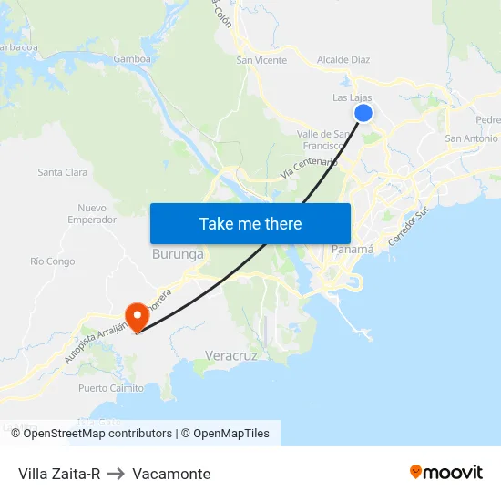 Villa Zaita-R to Vacamonte map