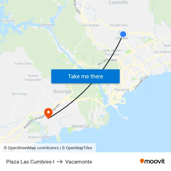 Plaza Las Cumbres-I to Vacamonte map