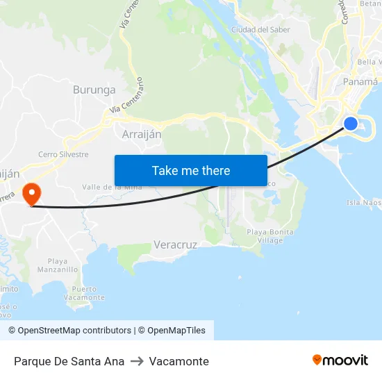 Parque De Santa Ana to Vacamonte map