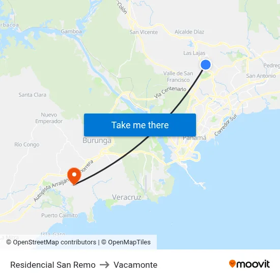 Residencial San Remo to Vacamonte map