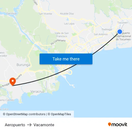 Aeropuerto to Vacamonte map