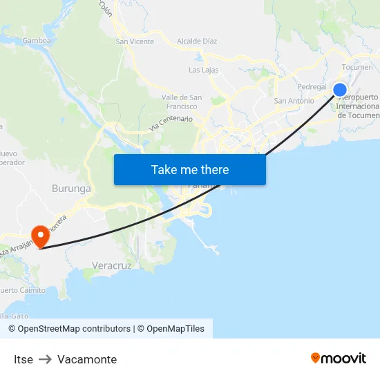 Itse to Vacamonte map
