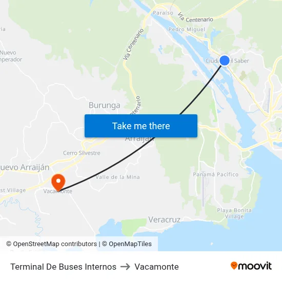 Terminal De Buses Internos to Vacamonte map