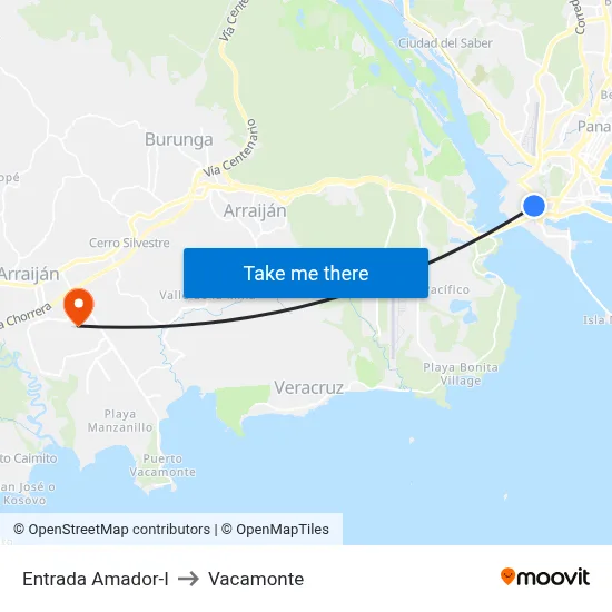 Entrada Amador-I to Vacamonte map
