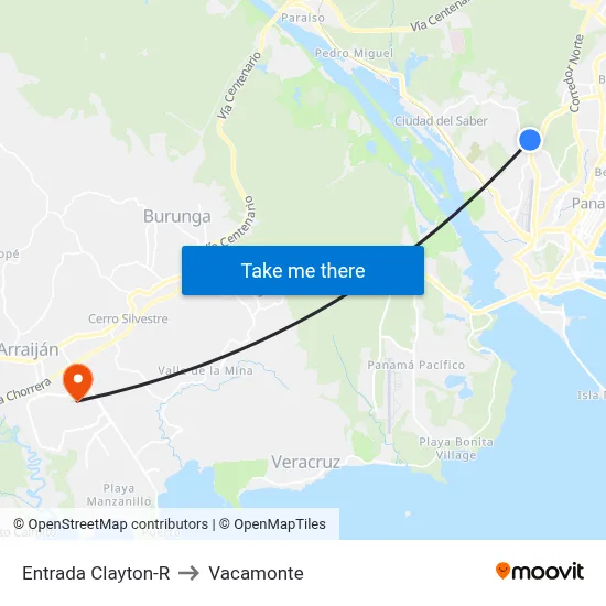 Entrada Clayton-R to Vacamonte map