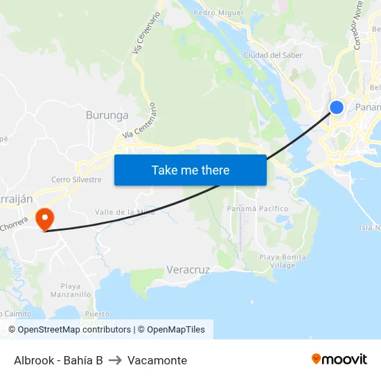 Albrook - Bahía B to Vacamonte map