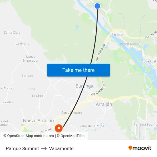 Parque Summit to Vacamonte map
