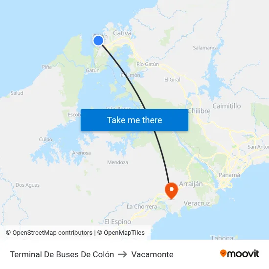 Terminal De Buses De Colón to Vacamonte map