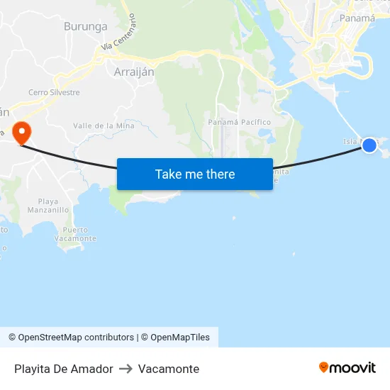 Playita De Amador to Vacamonte map