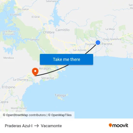 Praderas Azul-I to Vacamonte map