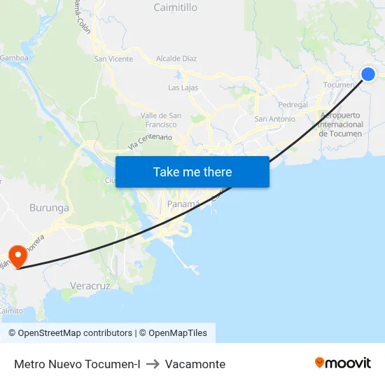 Metro Nuevo Tocumen-I to Vacamonte map
