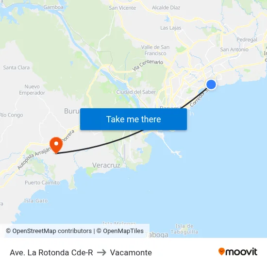 Ave. La Rotonda Cde-R to Vacamonte map