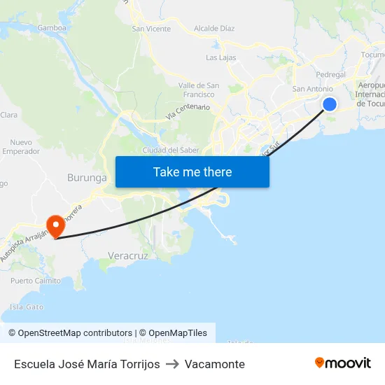 Escuela José María Torrijos to Vacamonte map