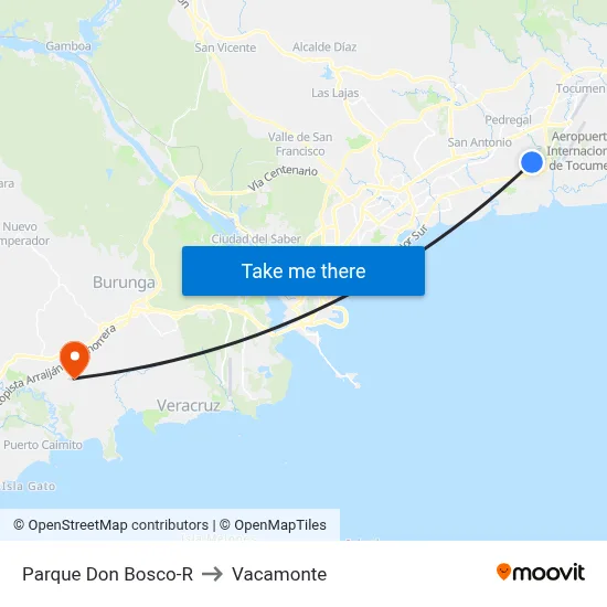 Parque Don Bosco-R to Vacamonte map