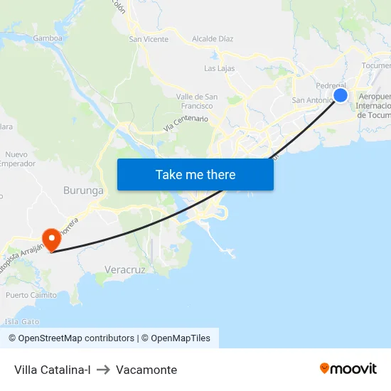 Villa Catalina-I to Vacamonte map