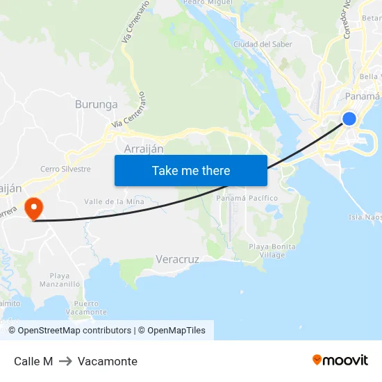 Calle M to Vacamonte map