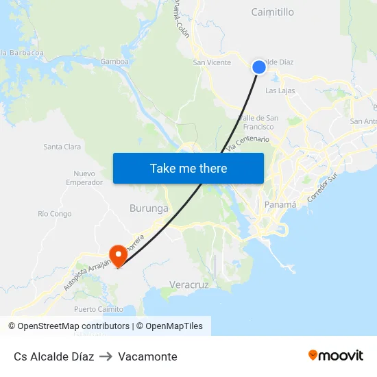Cs Alcalde Díaz to Vacamonte map