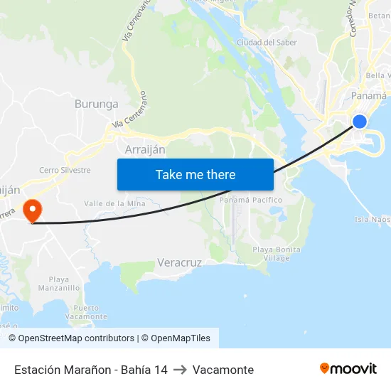 Estación Marañon - Bahía 14 to Vacamonte map