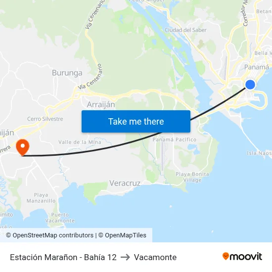 Estación Marañon - Bahía 12 to Vacamonte map