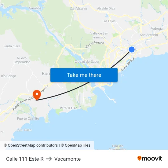 Calle 111 Este-R to Vacamonte map