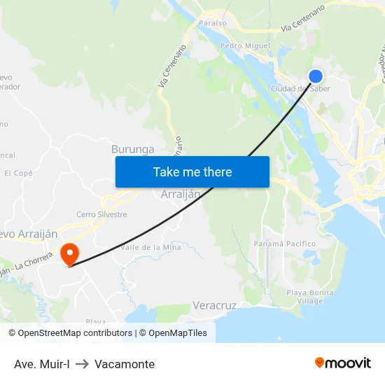 Ave. Muir-I to Vacamonte map