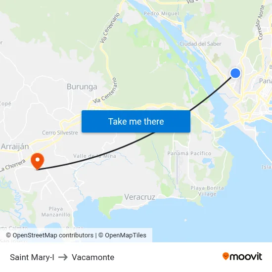 Saint Mary-I to Vacamonte map