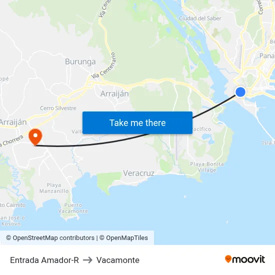 Entrada Amador-R to Vacamonte map