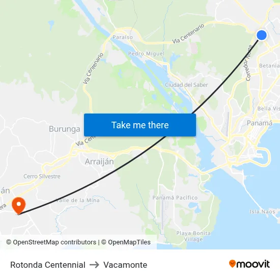 Rotonda Centennial to Vacamonte map