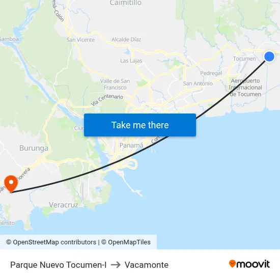 Parque Nuevo Tocumen-I to Vacamonte map