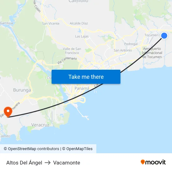 Altos Del Ángel to Vacamonte map