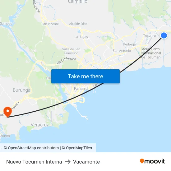 Nuevo Tocumen Interna to Vacamonte map