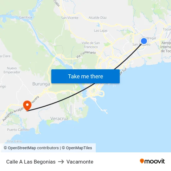Calle A Las Begonias to Vacamonte map