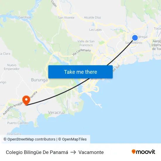 Colegio Bilingüe De Panamá to Vacamonte map