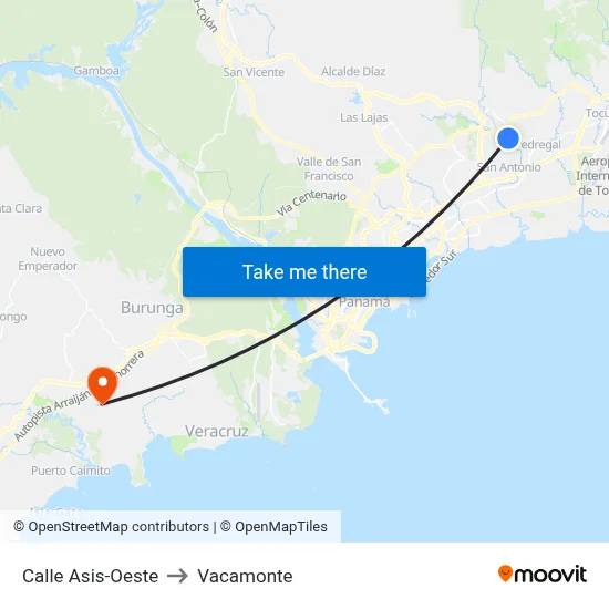 Calle Asis-Oeste to Vacamonte map