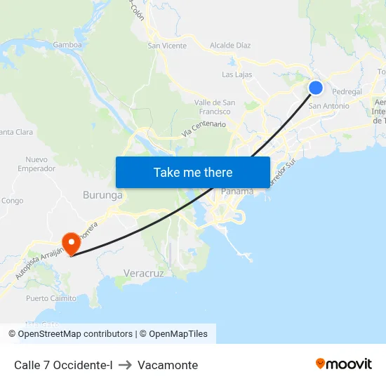 Calle 7 Occidente-I to Vacamonte map