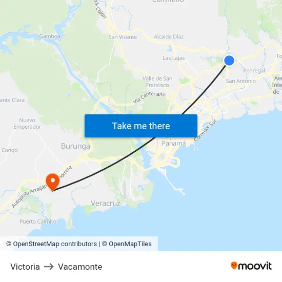 Victoria to Vacamonte map