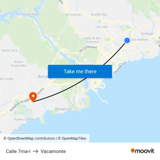 Calle 7ma-I to Vacamonte map