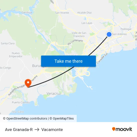Ave Granada-R to Vacamonte map