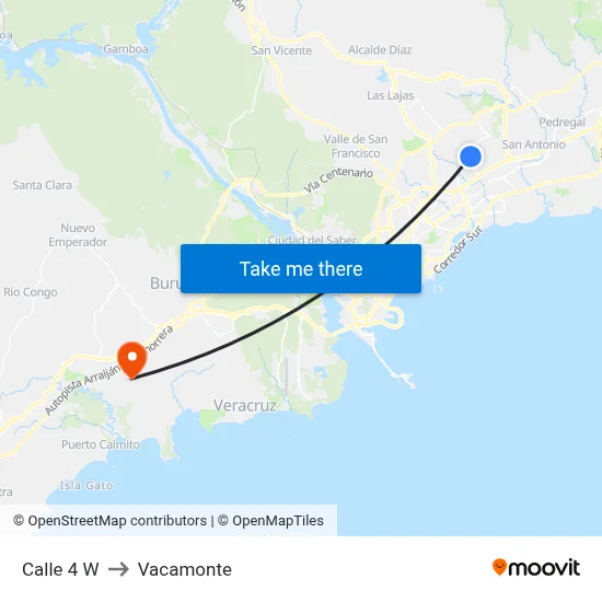 Calle 4 W to Vacamonte map