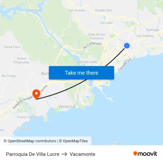 Parroquia De Villa Lucre to Vacamonte map